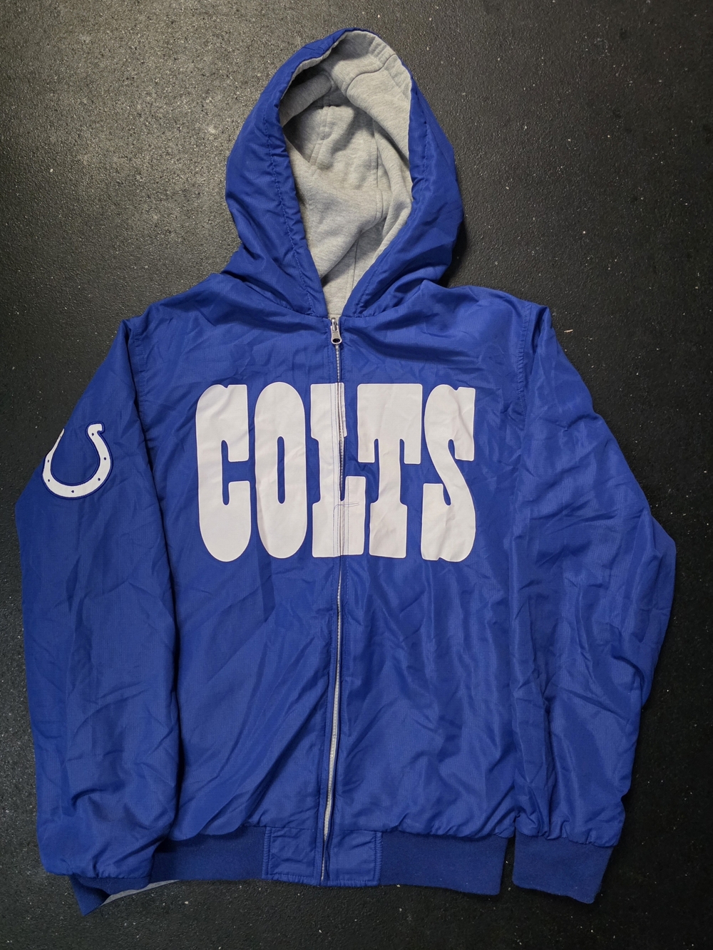 Vintage Large Indianapolis Colts Reversible Full Zip Hoodie Jacket NFL